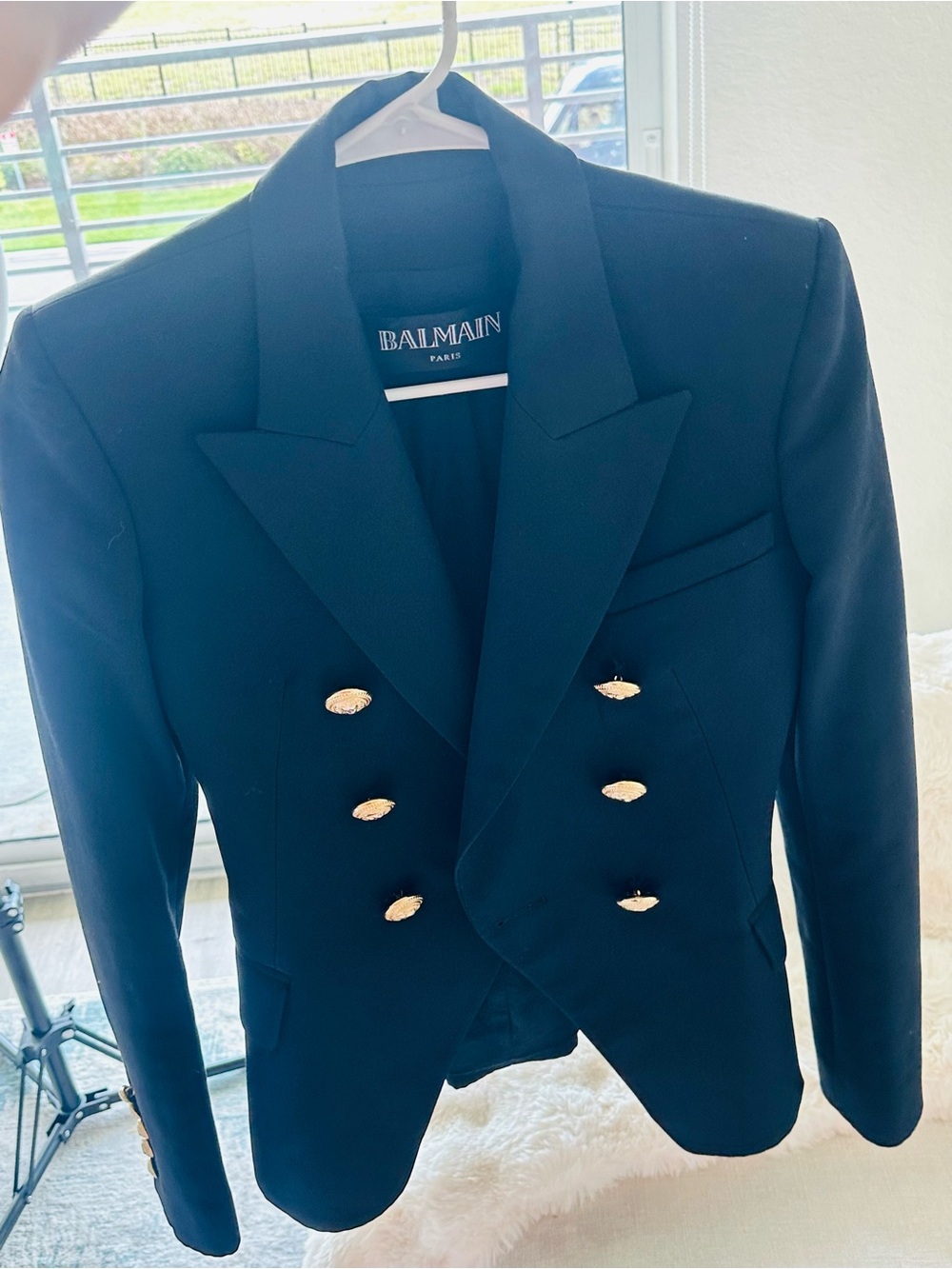 Balmain Black Double-Breasted Blazer with Gold Buttons size 34 (xxs-xs) - Picture 3 of 15